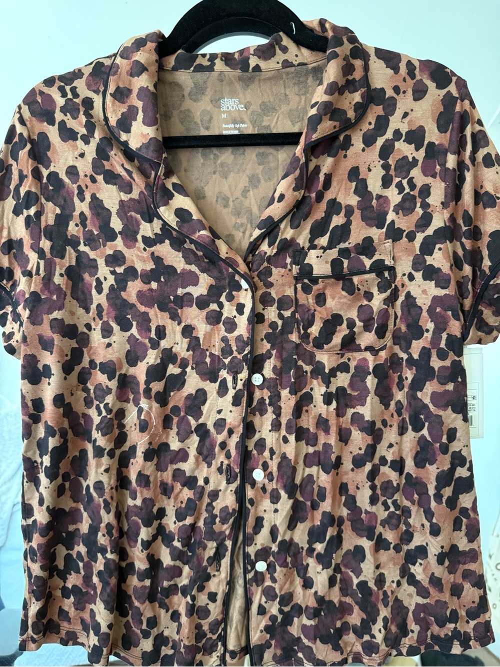 stars above Tan and Brown Leopard-Print Button Front Shirt